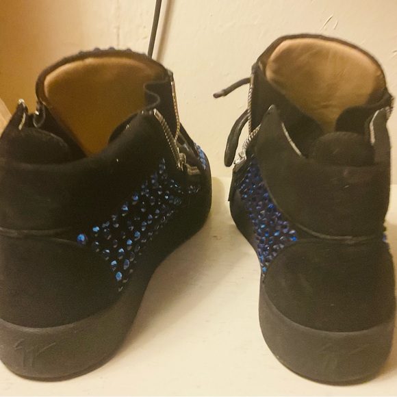 Black Sneakers with Padded Collar and Sparkling Blue Crystals - Picture 7 of 7